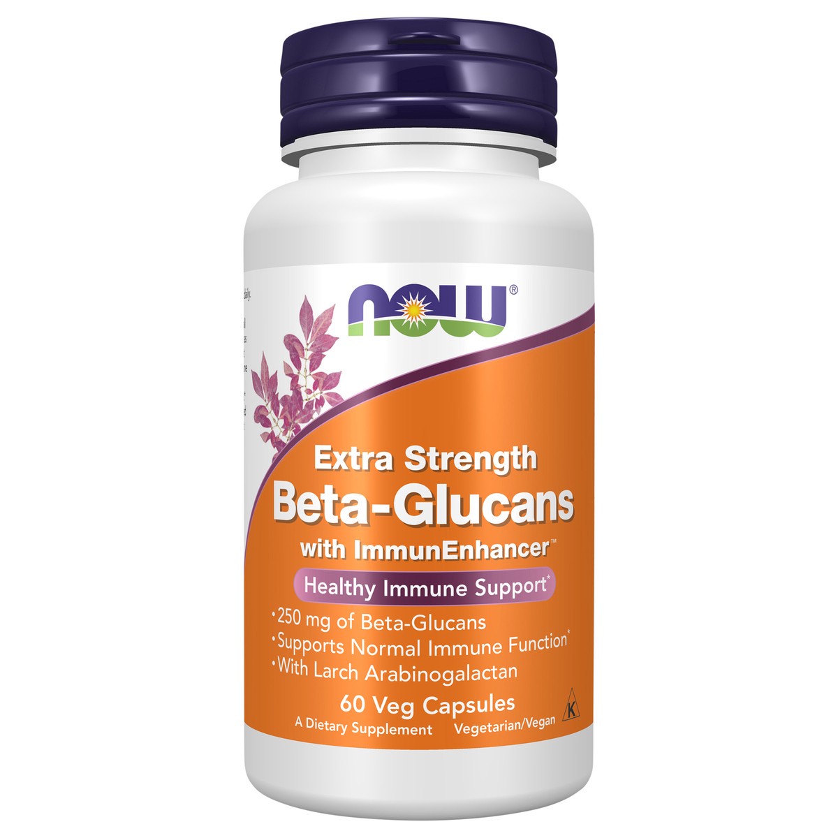 slide 1 of 4, NOW Beta-Glucans with ImmunEnhancer™, Extra Strength - 60 Veg Capsules, 1 ct