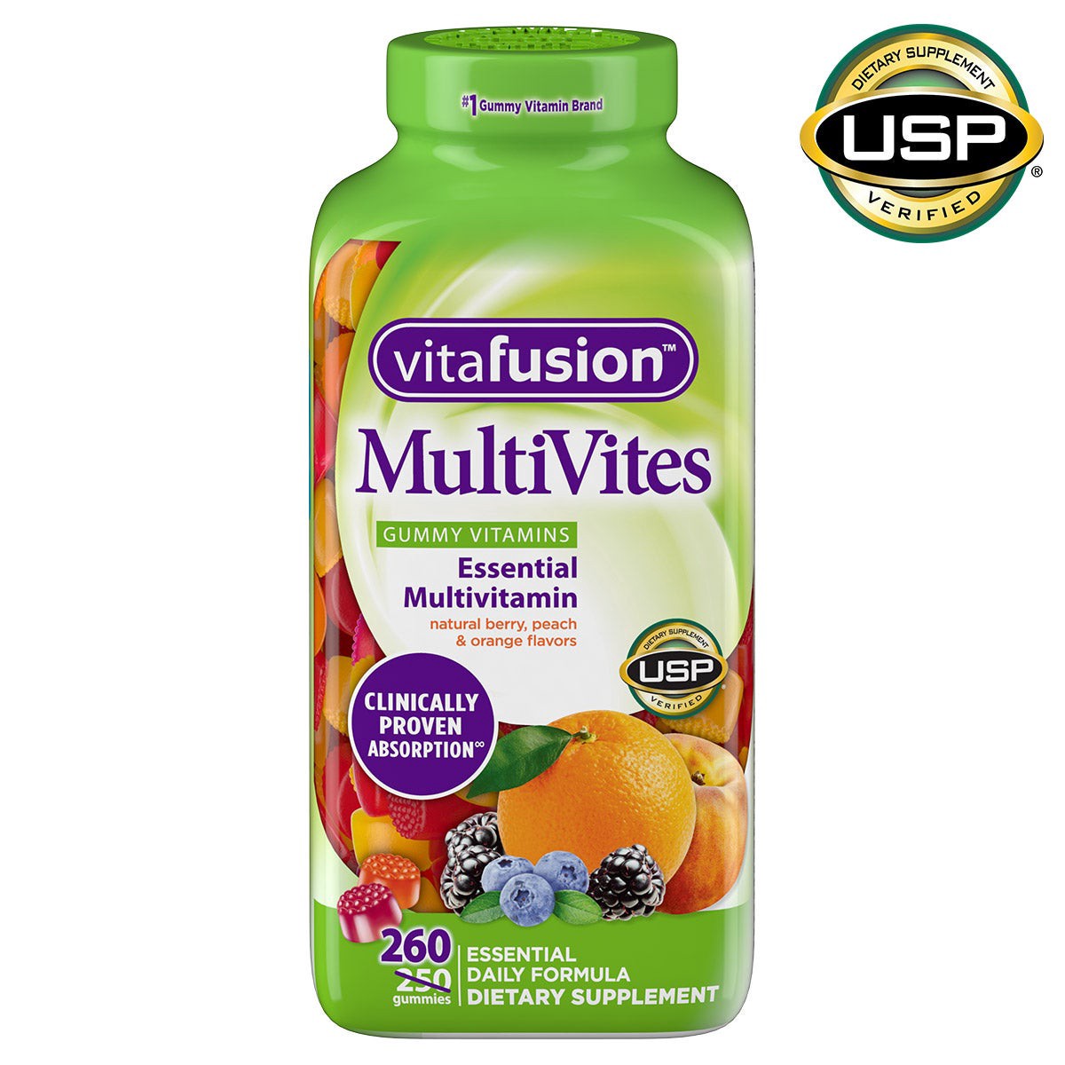 slide 1 of 2, vitafusion MultiVites, 260 Gummies, 