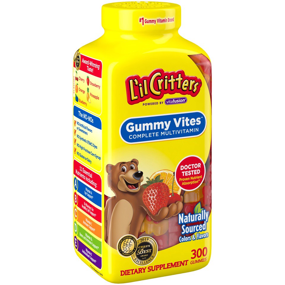 slide 3 of 4, L’il Critters L'il Critters Gummy Vites, 300 Gummy Bears, 