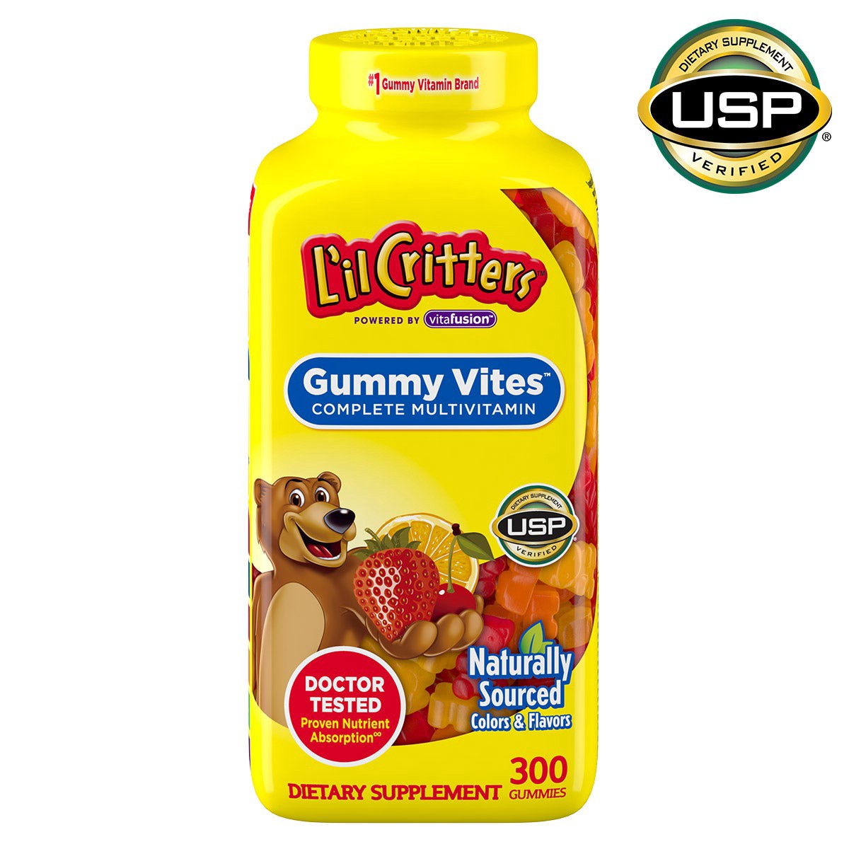 slide 1 of 4, L’il Critters L'il Critters Gummy Vites, 300 Gummy Bears, 