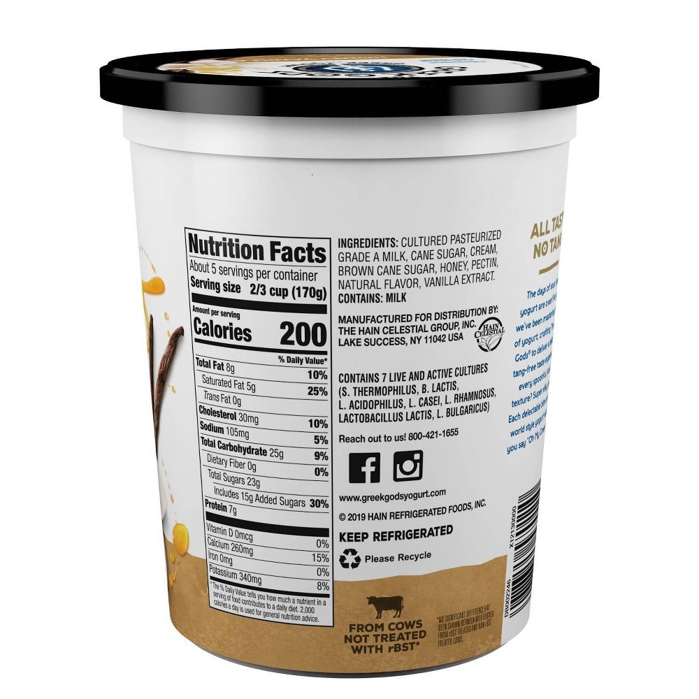 slide 3 of 3, The Greek Gods Honey Vanilla Greek Style Yogurt 32 oz. Tub, 32 oz