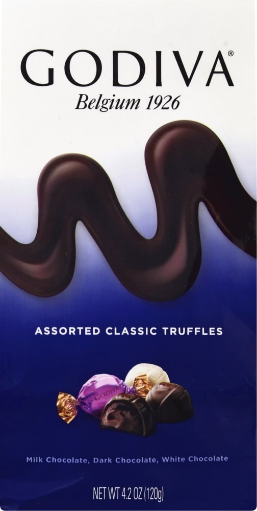 slide 1 of 1, Godiva Trio Trffle Milk, Dark and White Chocolate, 4.3 oz