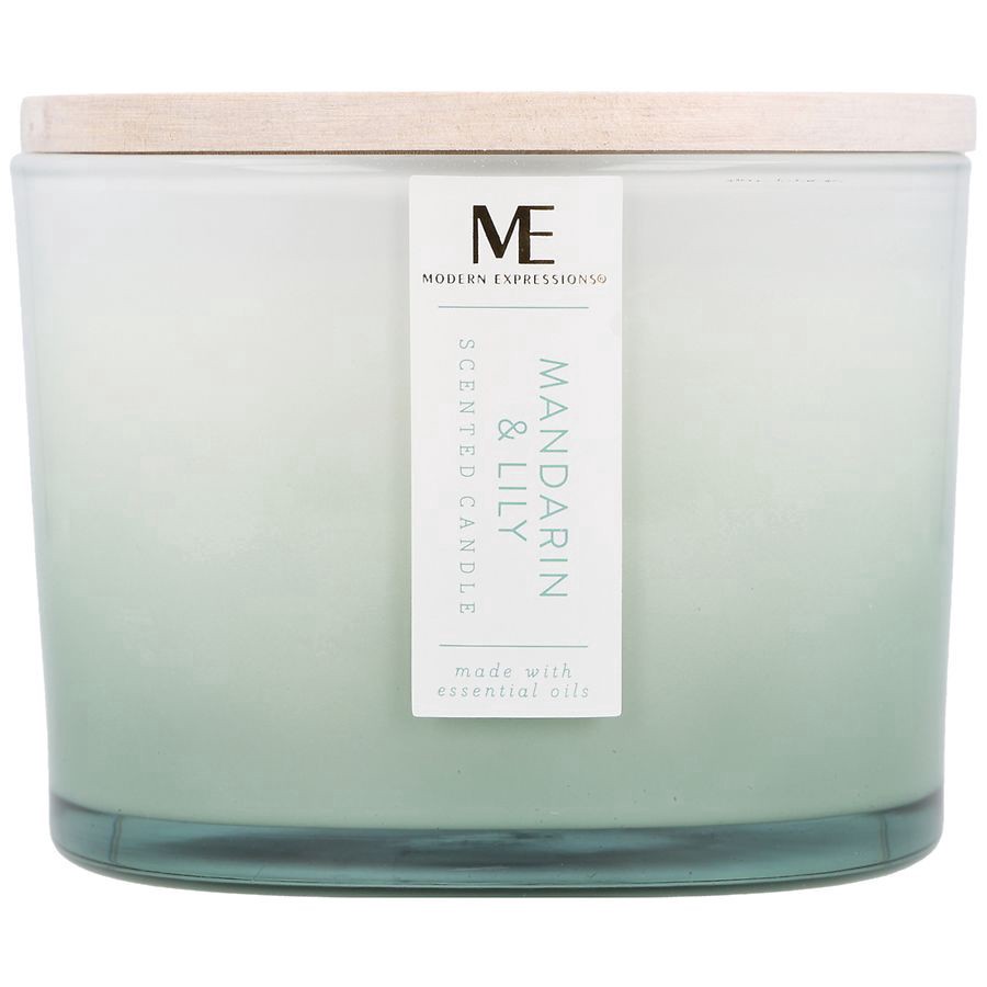 slide 1 of 5, Modern Expressions Scented Candle Mandarin & Lily, 13 oz