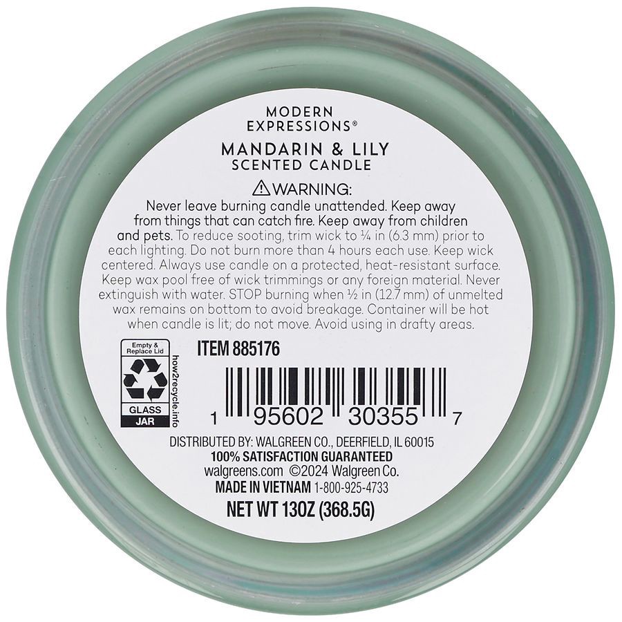 slide 3 of 5, Modern Expressions Scented Candle Mandarin & Lily, 13 oz