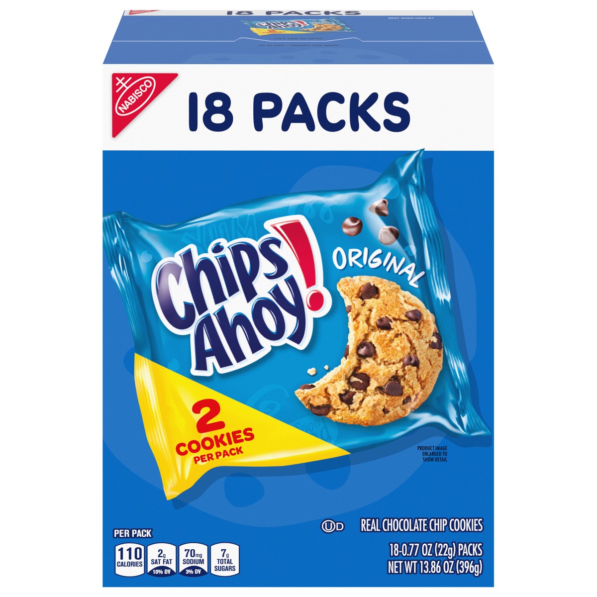slide 1 of 14, CHIPS AHOY! Original Chocolate Chip Cookies, 18 Snack Packs (2 cookies per pack), 18 ct