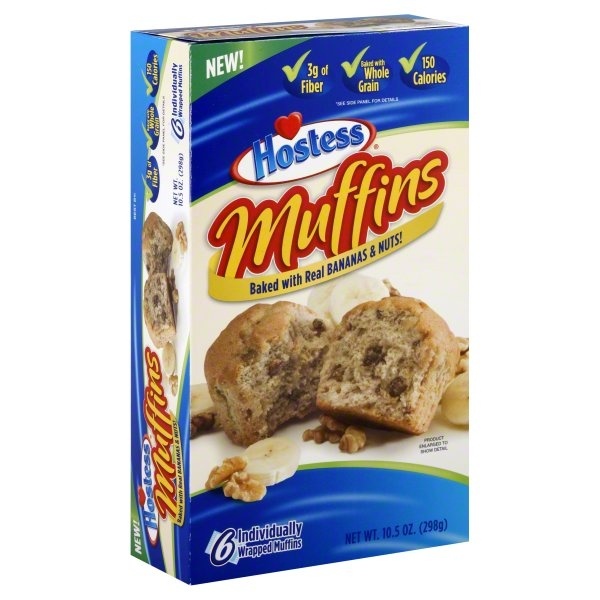 slide 1 of 1, Hostess Muffins Banana Nut, 6 ct