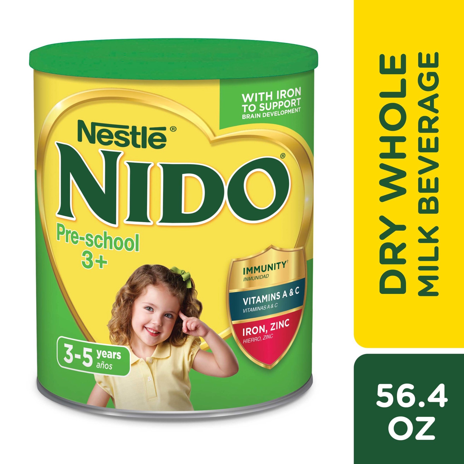 slide 4 of 9, Nido Nestlé NIDO Kinder Toddler Milk Beverage Powder Mix, 2 + Years, 23 Servings per Container, 138 Total Servings, 6x800g (4,800g), 1.76 lb