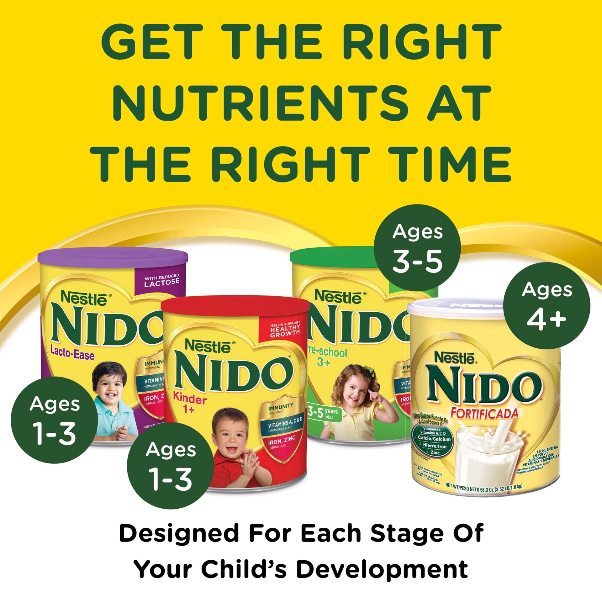 slide 3 of 9, Nido Nestlé NIDO Kinder Toddler Milk Beverage Powder Mix, 2 + Years, 23 Servings per Container, 138 Total Servings, 6x800g (4,800g), 1.76 lb