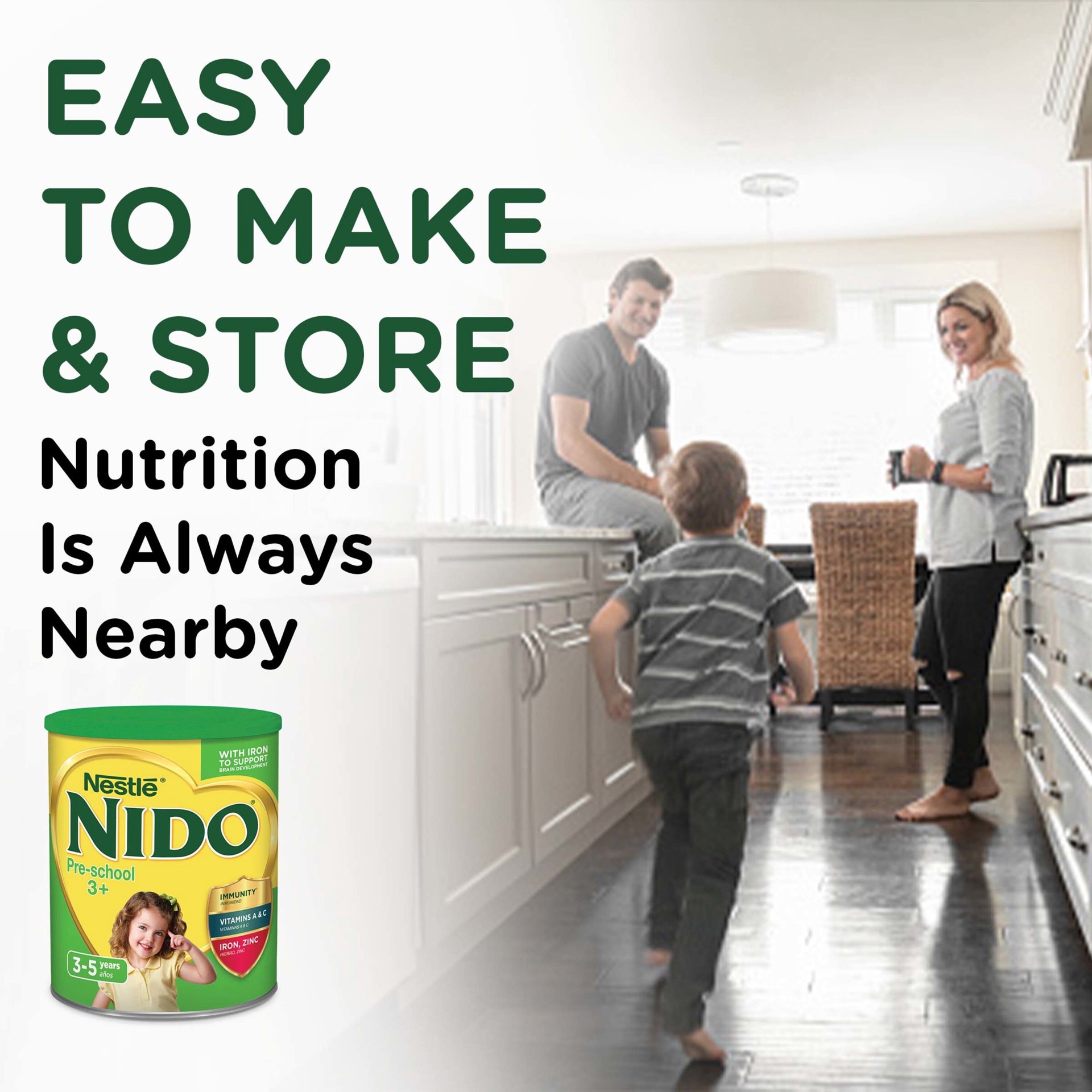 slide 9 of 9, Nido Nestlé NIDO Kinder Toddler Milk Beverage Powder Mix, 2 + Years, 23 Servings per Container, 138 Total Servings, 6x800g (4,800g), 1.76 lb