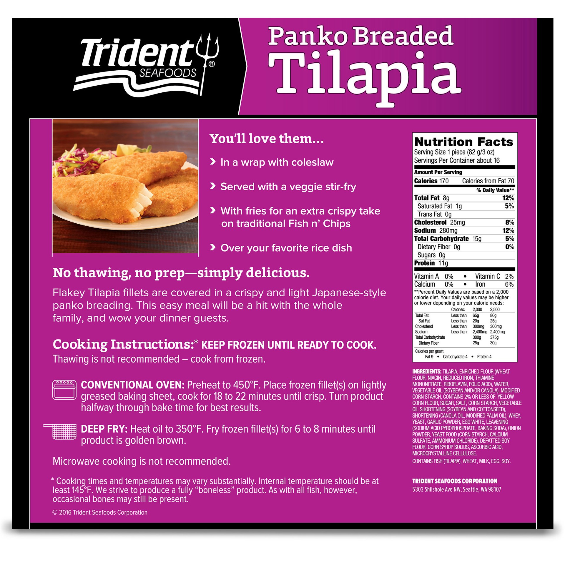 slide 2 of 2, Trident Seafoods Panko Breaded Tilapia, 