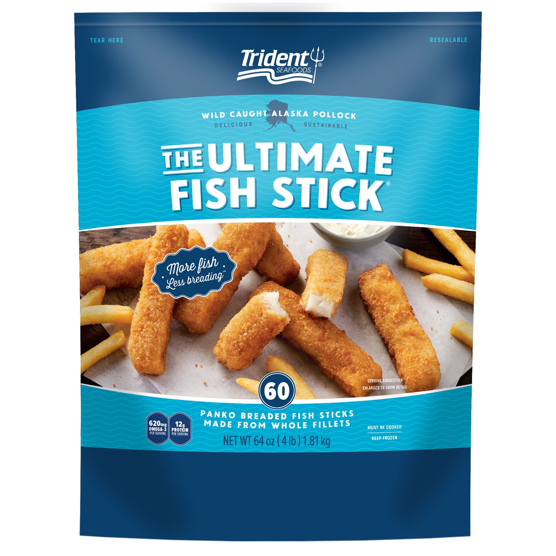 slide 1 of 2, Trident Seafoods Panko Breaded Wild Caught Alaska Pollock Fish Sticks, 4 lbs, 