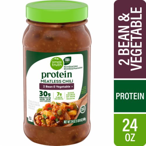 slide 1 of 1, Simple Truth® Protein 2 Bean and Vegetable Meatless Chili, 24 oz