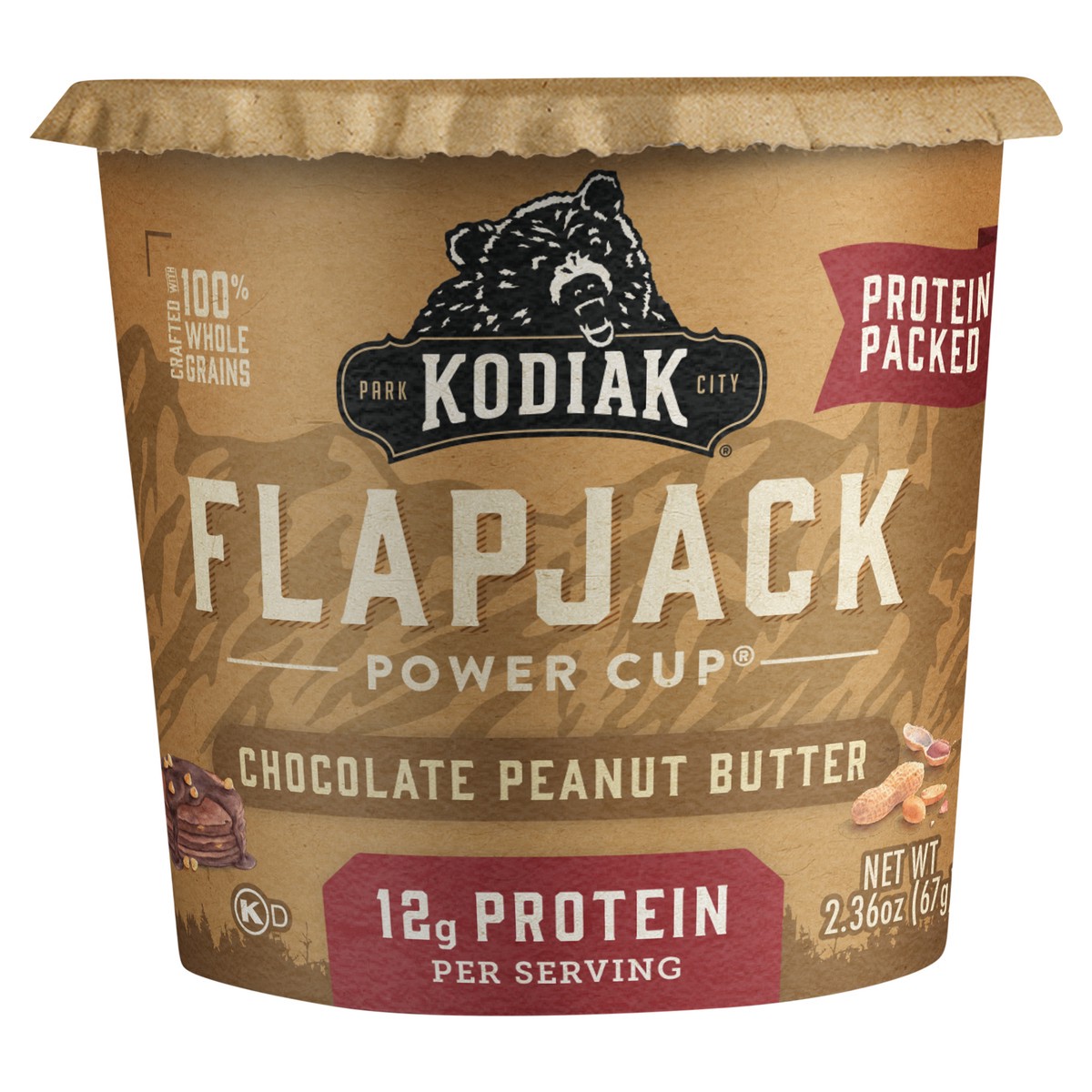 slide 1 of 6, Kodiak Cakes Unleashed Chocolate Peanut Butter Flapjack On The Go , 2 oz