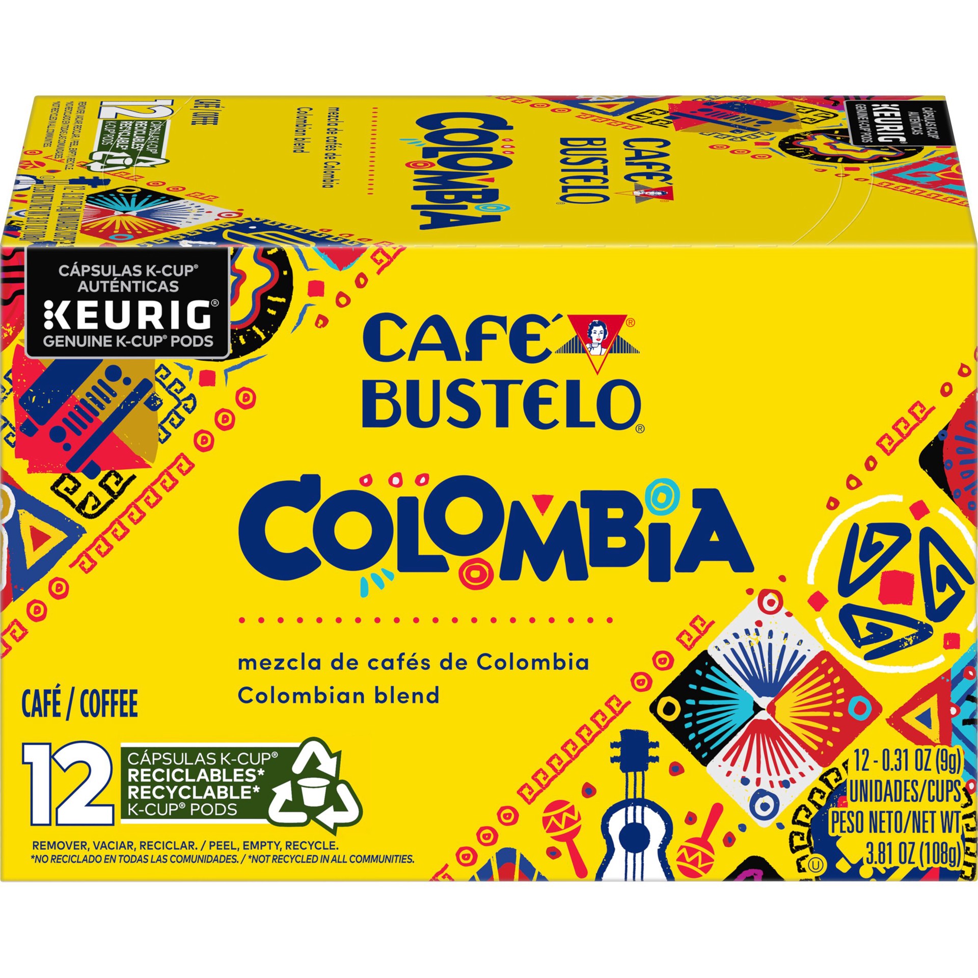 slide 1 of 1, Café Bustelo K-Cup Pods Colombian Blend Coffee 12 ea, 12 ct