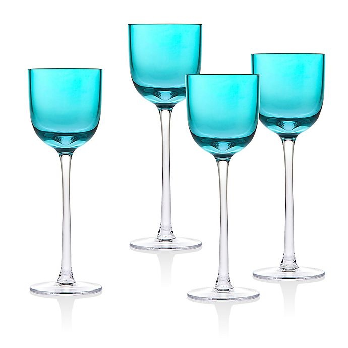 slide 2 of 2, Godinger Rondo Stemmed Liqueur Glasses - Sea Blue, 4 ct