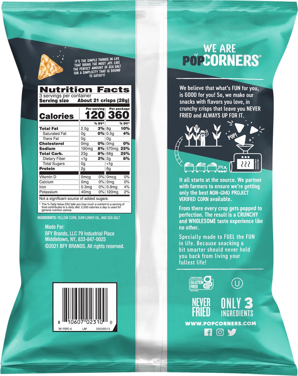 slide 3 of 3, PopCorners The Crunchy And Wholesome Popped-Corn Snack Sea Salt 3 Oz, 3 oz