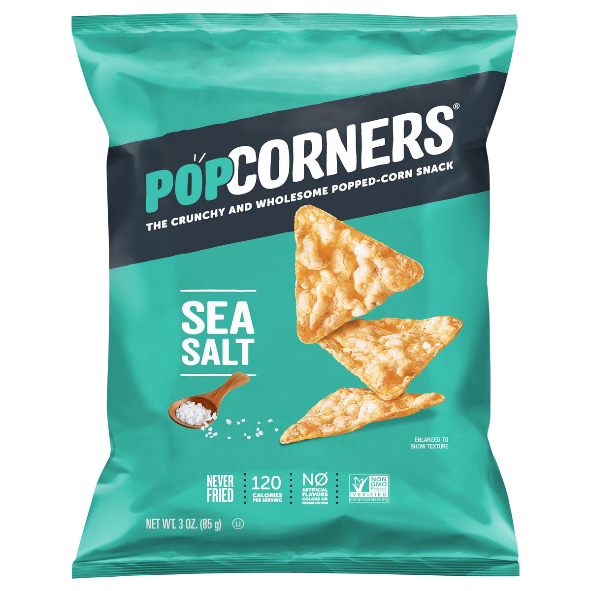 slide 1 of 3, PopCorners The Crunchy And Wholesome Popped-Corn Snack Sea Salt 3 Oz, 3 oz