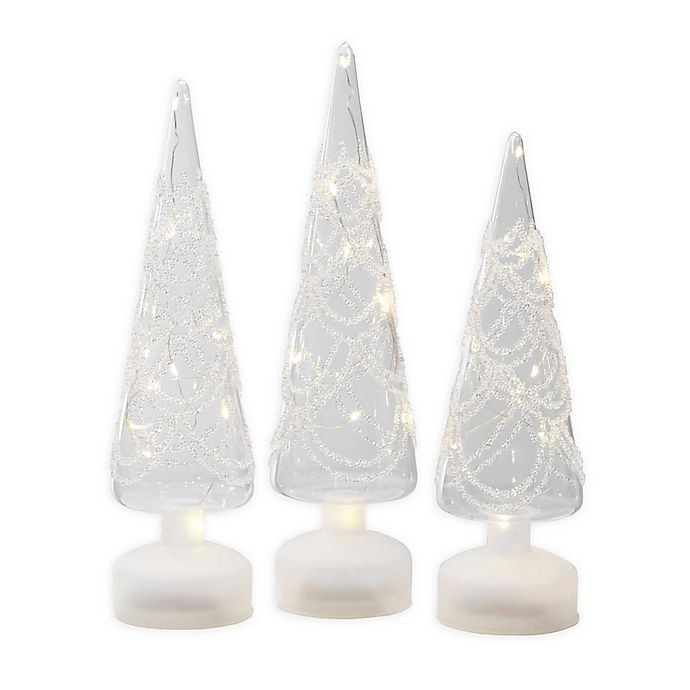 slide 2 of 2, Mikasa Lace LED Glass Tree, 3 ct