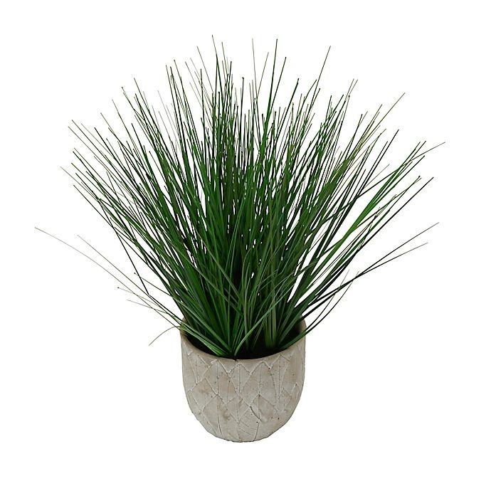 slide 2 of 2, Elements Artificial Potted Grass - Round Cement Pot, 16 in