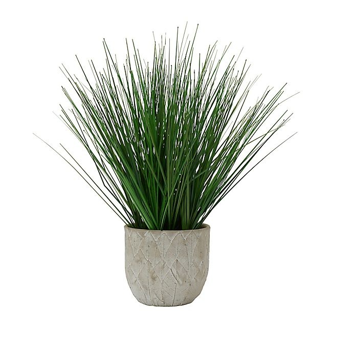 slide 1 of 2, Elements Artificial Potted Grass - Round Cement Pot, 16 in