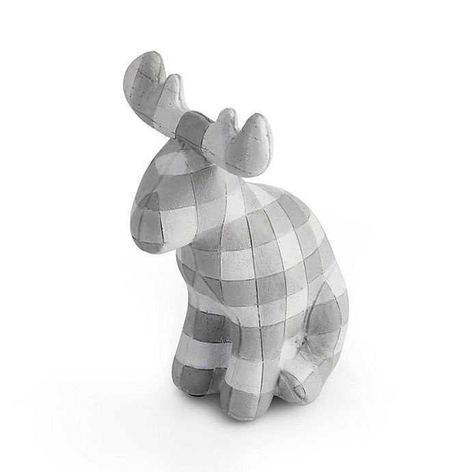 slide 2 of 2, Elements Plaid Deer Bookend - White/Grey, 1 ct