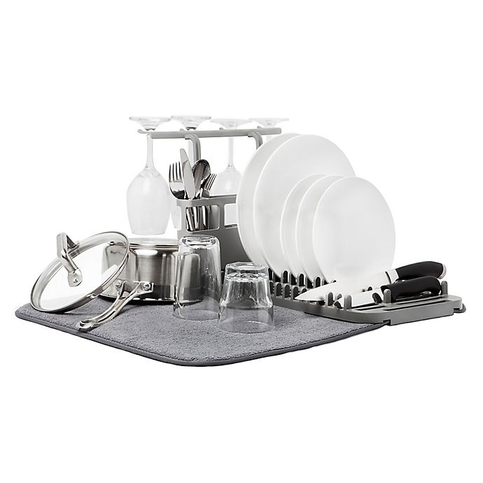 slide 2 of 4, Umbra U Dry Dish Rack with Stemware Holder and Mat - Charcoal, 1 ct