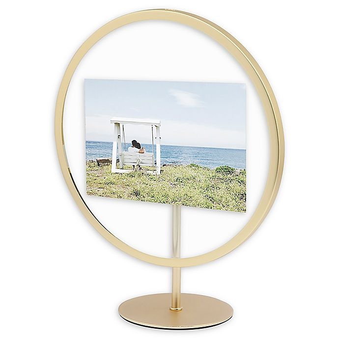 slide 1 of 2, Umbra Infinity Floating Picture Frame - Matte Brass, 4 in x 6 in