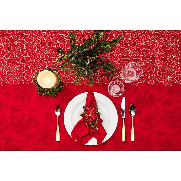 slide 5 of 5, Winter Wonderland Christmas Ribbons Oblong Tablecloth - Platinum, 52 in x 70 in