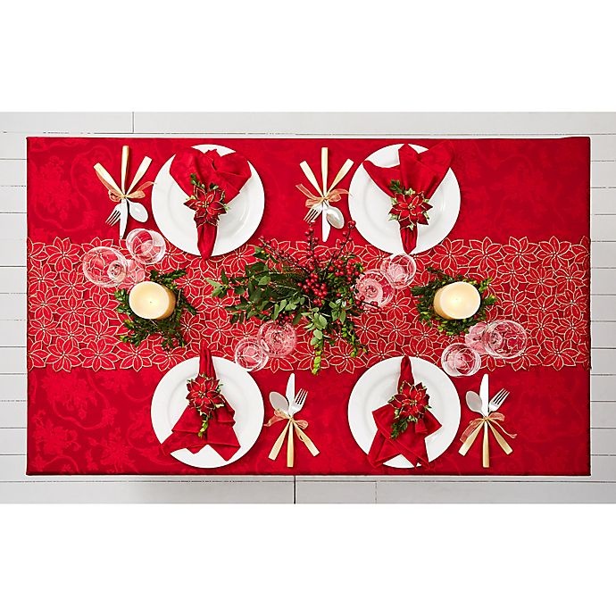 slide 3 of 5, Winter Wonderland Christmas Ribbons Oblong Tablecloth - Platinum, 52 in x 70 in