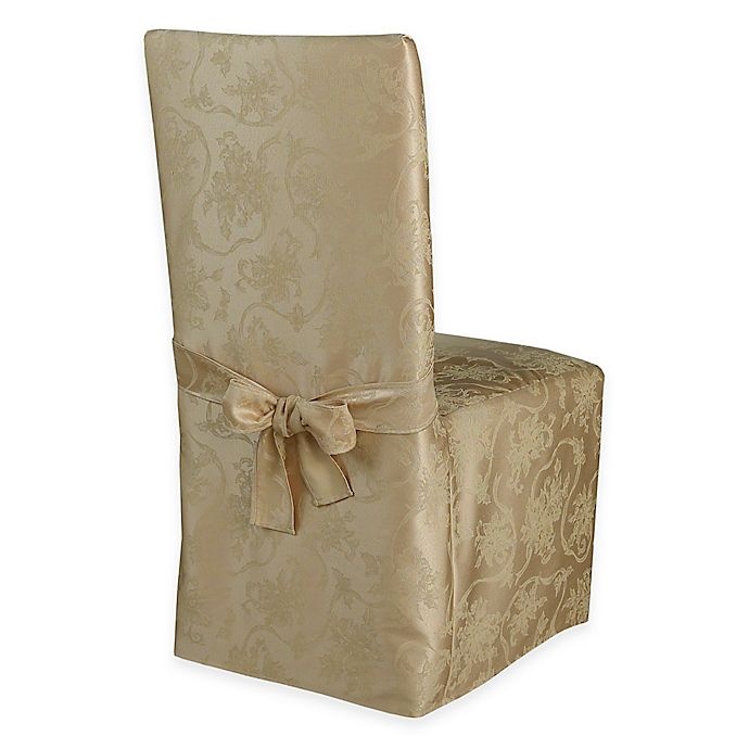 slide 1 of 1, Winter Wonderland Christmas Ribbons Dining Room Chair Cover - Gold, 1 ct