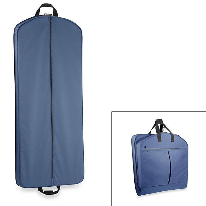 slide 1 of 1, WallyBags Dress Length Garment Bag with Pockets - Navy, 52 in