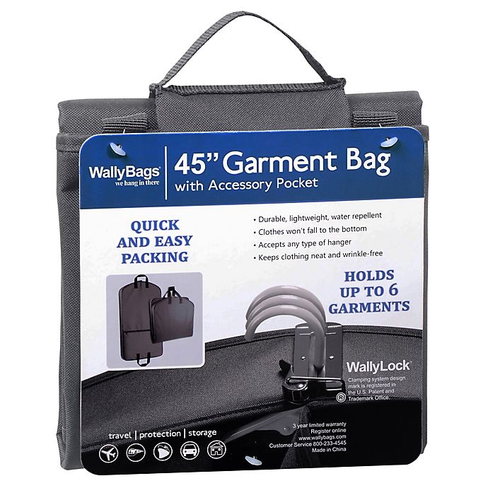 slide 2 of 2, WallyBags Slim Garment Bag with Pocket - Black, 45 in