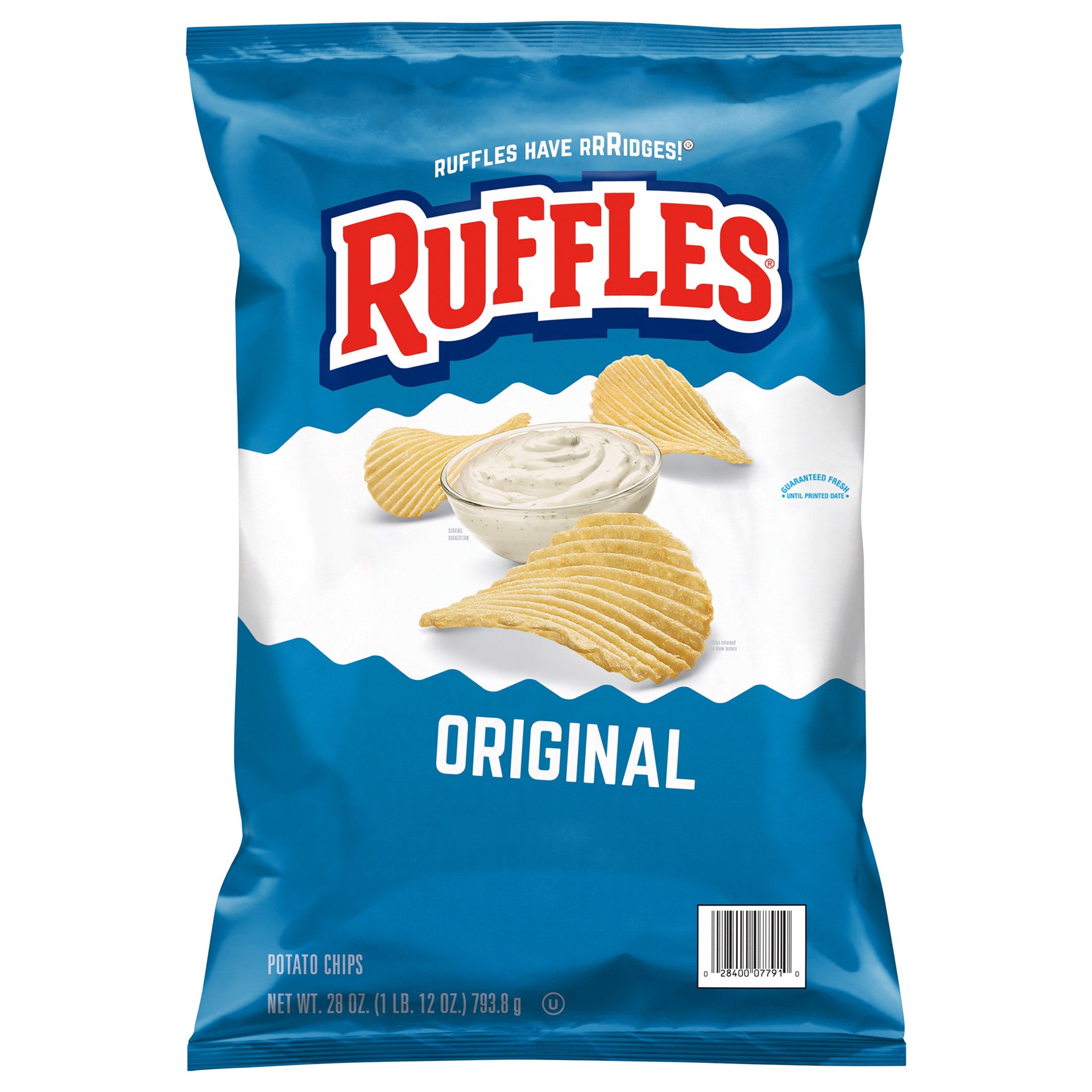 slide 1 of 3, Frito Lay Food Service Ruffles Potato Chips, Original, 28 oz, 