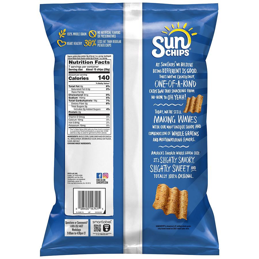 slide 3 of 4, SunChips Whole Grain Snacks , Original, 7 oz