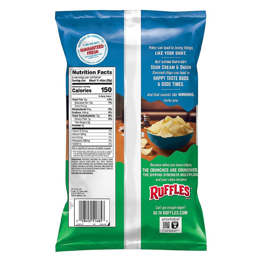 slide 2 of 4, Ruffles Sour Cream & Onion Potato Chips, 8 oz