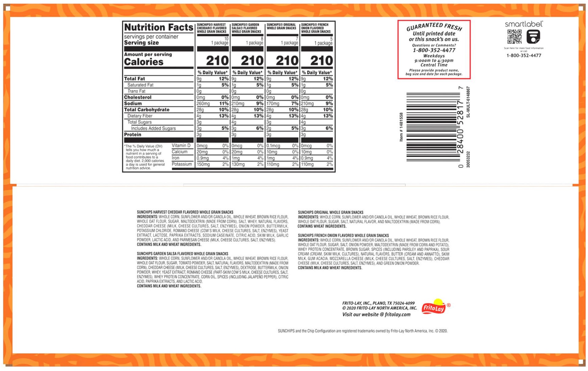 slide 2 of 2, Frito-Lay Frito Lay Sunchips Variety, 30 ct; 1.5 oz