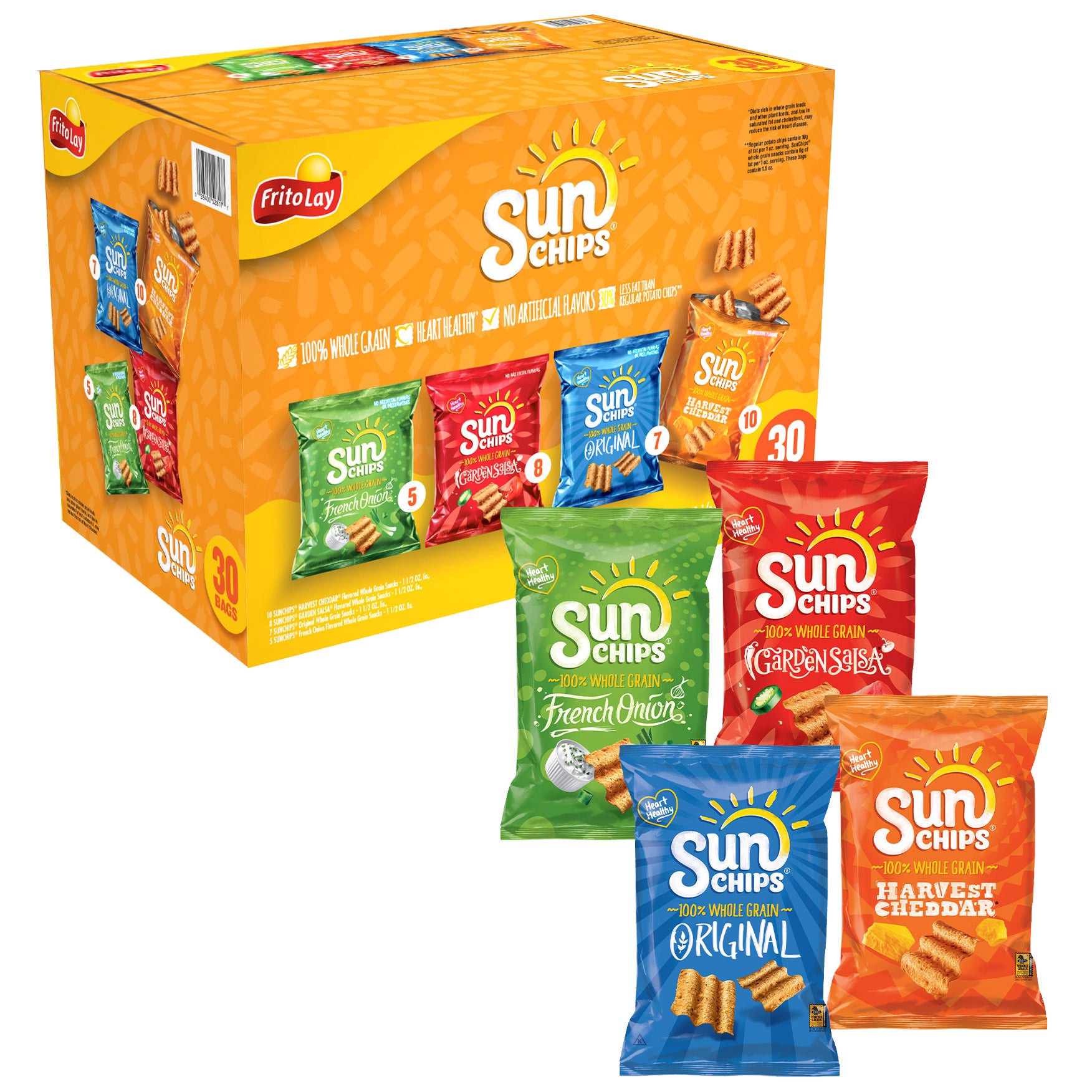 slide 1 of 2, Sun Chips SunChips Whole Grain, Variety, 1.5 oz, 30 count, 