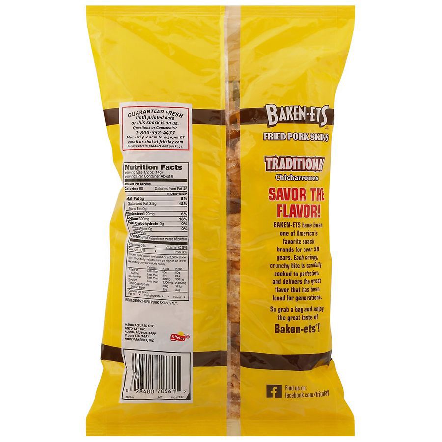 slide 2 of 4, BAKEN-ETS Fried Pork Skins, Traditional, 4 oz