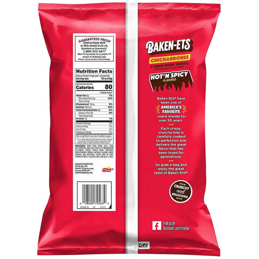 slide 2 of 4, BAKEN-ETS Chicharrones, Hot 'N Spicy Flavored, 4 oz