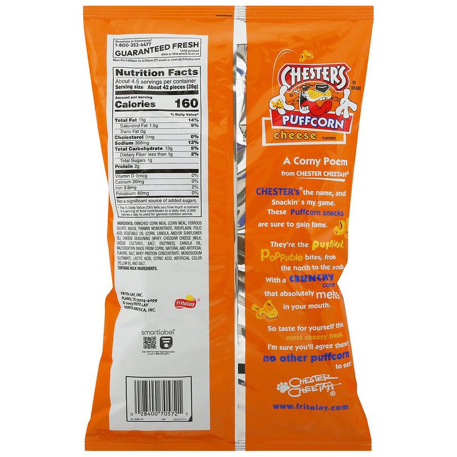 slide 3 of 4, Chester's Puffcorn, Cheese Flavored, 4.25 oz