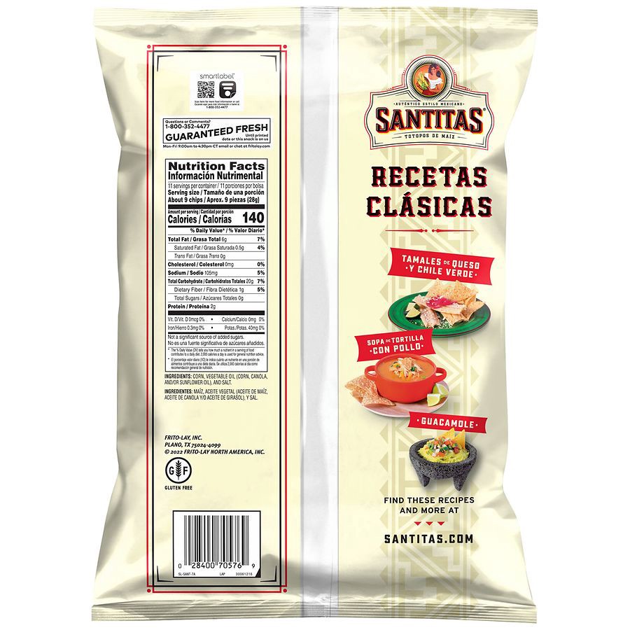 slide 4 of 4, Santitas Tortilla Chips White Corn 11 Oz, 11 oz