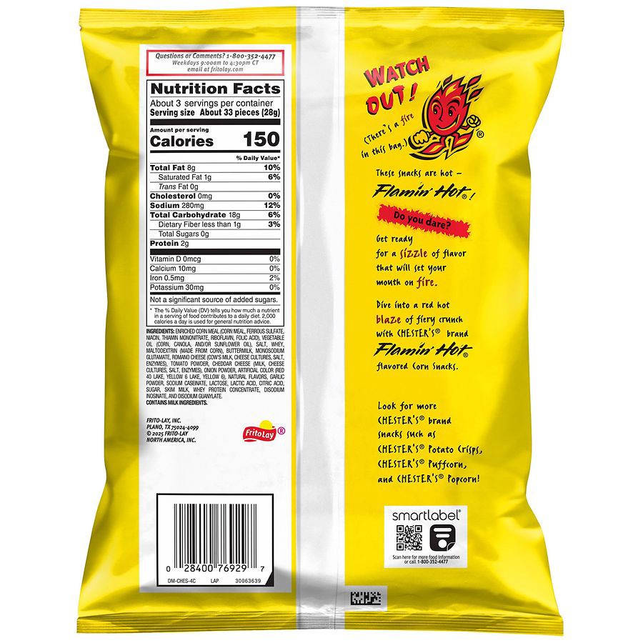 slide 4 of 4, Chester's Fries Corn Snacks Flamin' Hot Flavored 3 1/8 Oz, 3.13 oz