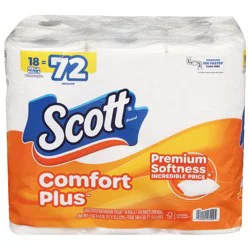 Scott ComfortPlus Toilet Paper, 18 Mega Rolls, 310 Sheets per Roll, Septic-Safe, 1-Ply Toilet Tissue
