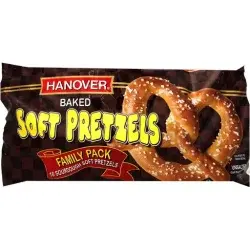 Hanover Soft Pretzels, Baked, Unsalted, Family Pack