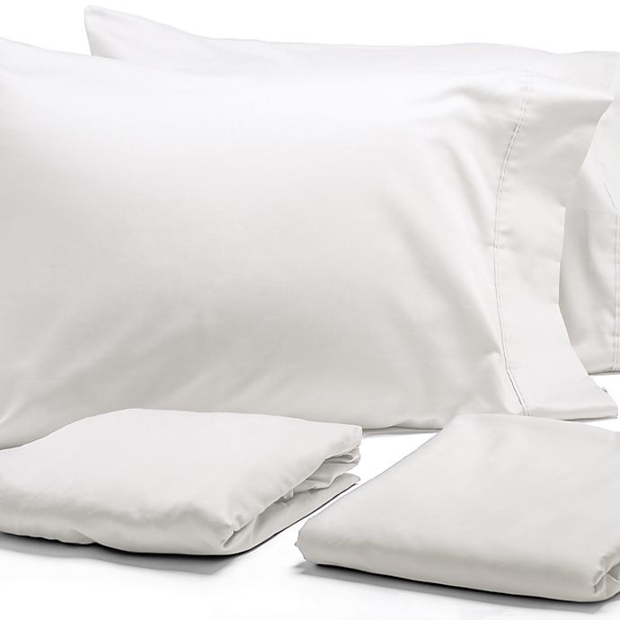 slide 2 of 5, Modern Living 300-Thread-Count Organic Cotton Split King Sheet Set - White, 1 ct