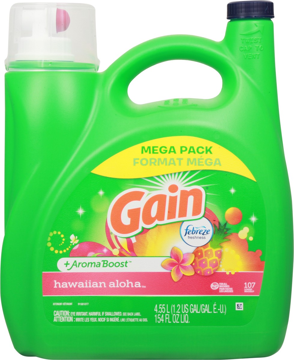 slide 1 of 12, Gain Mega Pack +Aroma Boost Hawaiian Aloha Detergent 154 fl oz, 165 oz