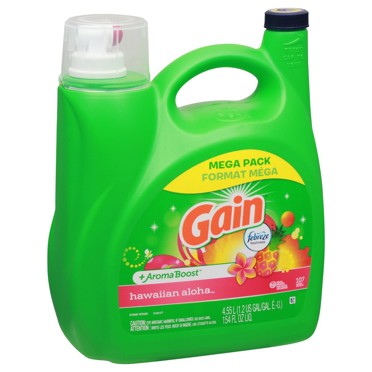 slide 9 of 12, Gain Mega Pack +Aroma Boost Hawaiian Aloha Detergent 154 fl oz, 165 oz