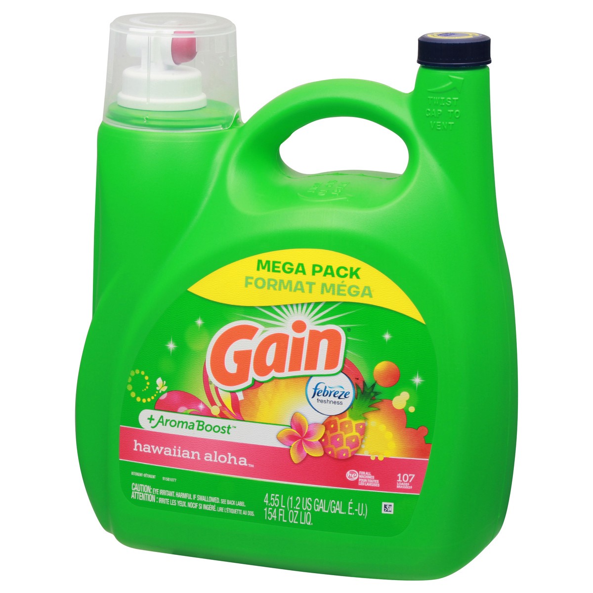 slide 10 of 12, Gain Mega Pack +Aroma Boost Hawaiian Aloha Detergent 154 fl oz, 165 oz