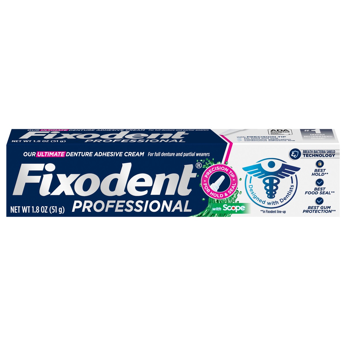 slide 1 of 5, Fixodent Professional Plus Scope Ultimate Denture Adhesive Cream for Full and Partial Dentures, 1.8oz, 1.8 oz