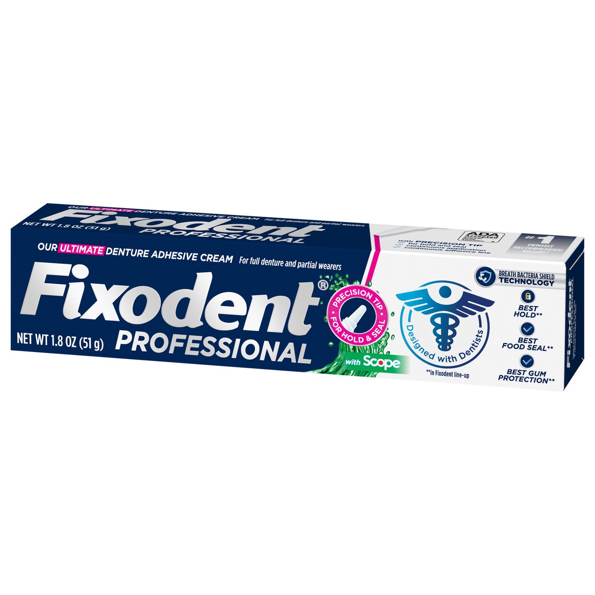 slide 3 of 5, Fixodent Professional Plus Scope Ultimate Denture Adhesive Cream for Full and Partial Dentures, 1.8oz, 1.8 oz